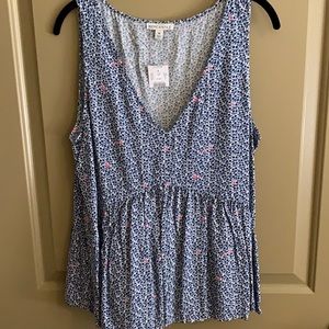 JCrew NWT floral blue top medium